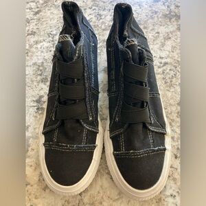 Women's Black Canvas High-Top Slip-On Sneakers